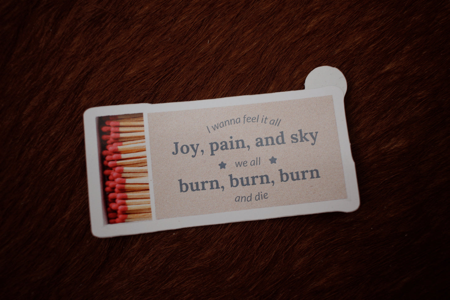 Burn Matchbook Sticker