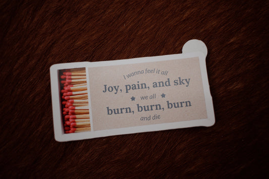 Burn Matchbook Sticker