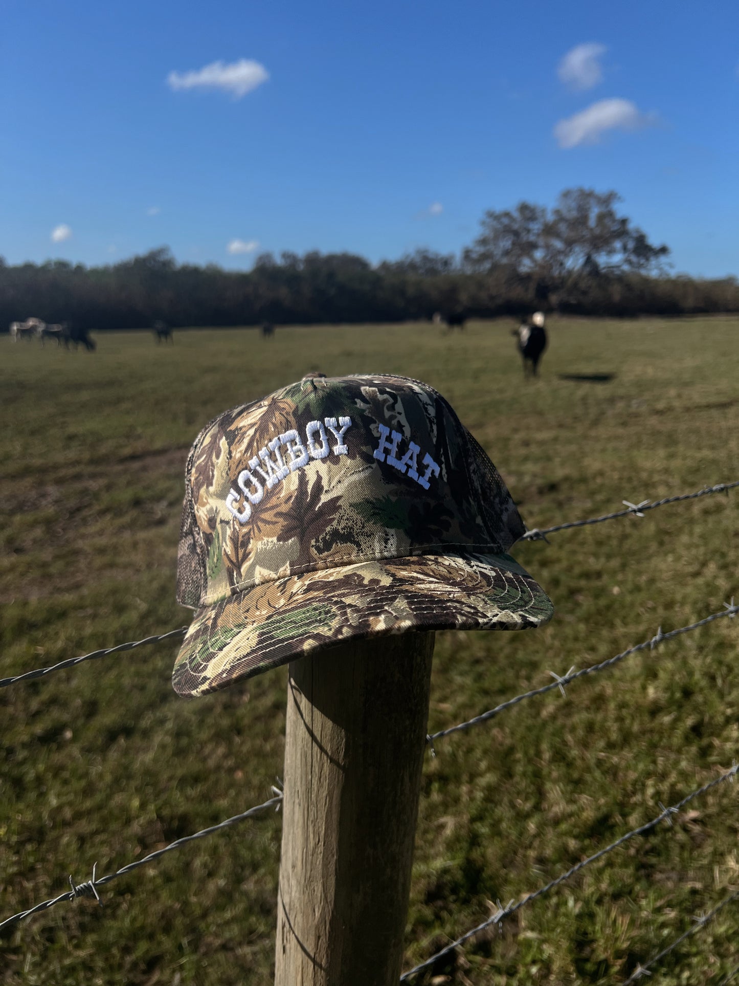 Camo Cowboy Hat Trucker Hat